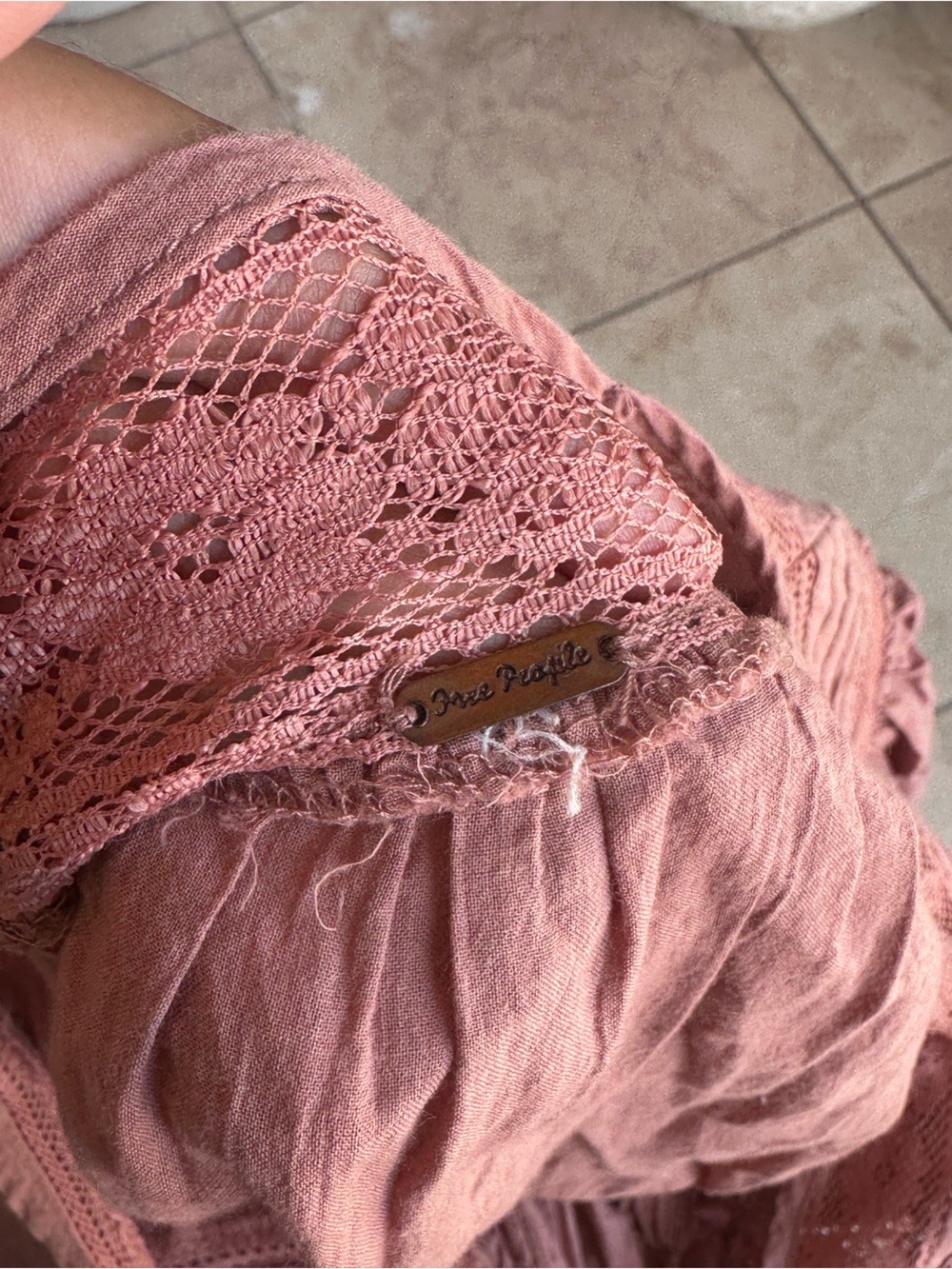 Free People Mauve Lace-Trim Puff Sleeve Blouse - Picture 4 of 4